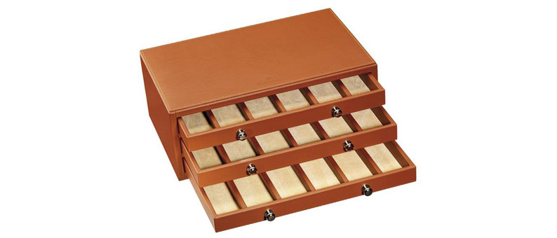 Coffret de rangement cuir marron pour couteaux