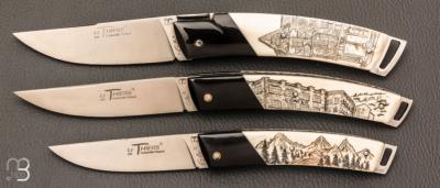  Coffret collection de 3 couteaux "  le Thiers® Scrimshaw " par Fontenille-Pataud