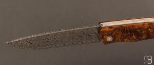   Couteau " 1820 Berthier " par Anthony Brochier - Damas multi-barreaux et loupe de buis stabilisée