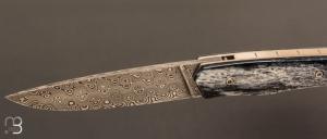  Couteau " 1820 damas " - 200 ans Maison Berthier - Os de girafe et Damasteel