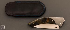   Couteau " Aurora " custom pliant par Mathis Poujol - WW2 Rag micarta et RWL-34