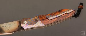   Couteau " Balrius " liner-lock par Florian Keller - bois de fer/ZircoTi et damas billes