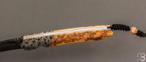 Couteau " Balrog L Slim " par Florian Keller - Mammouth et damas plume