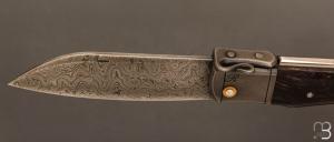    Couteau " Bohémien " par Tony Ruot - Loupe de chêne stabilisée et damas sauvage