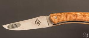 Couteau " Camembert " régional pliant en olivier - ressort spirale