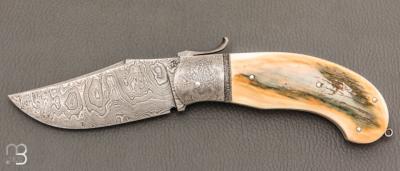 Couteau " Champagny " custom à palanquille de Jérôme Bellon - Mammouth et damas