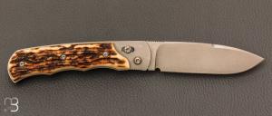   Couteau " Explorateur " custom par Éric Parmentier - Bois de cerf et lame en niolox