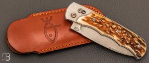   Couteau " Explorateur " custom par Éric Parmentier - Bois de cerf et lame en niolox