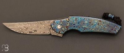 Couteau "  Framelock  " custom de Stéphane Sagric - Timascus et lame en Damasteel®