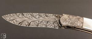   Couteau  " GYR " front-flipper par Tim Bernard - Nacre blanche et météorite