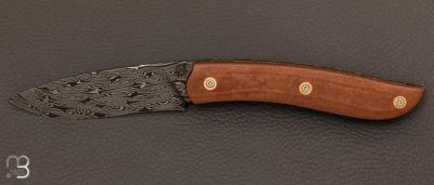 Couteau " Gyr " front flipper custom - Paperstone et damas multi-barreaux par Tim Bernard