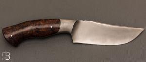  Couteau de camp " Intégral " par Mickaël Moing - Loupe de bouleau stabilisé et lame en 100C6