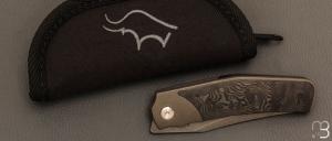   Couteau " Inter-Frame Bolster-lock "  custom fibre de carbone et titane par Guy Poggetti -  Acier Elmax