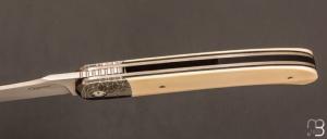 Couteau " Interprétation Laguiole " custom de Stéphane Sagric - Ivoire de Mammouth et RWL-34