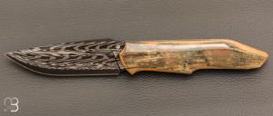   Couteau " custom " de Berthelemy Gabriel - La Forge Agab -  Ivoire de mammouth et damas