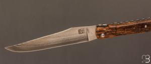  Couteau "Laguiole 12 cm " par Rozelier Fabien- Ty Coutelier - Mammouth et lame Suminagashi