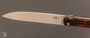  Couteau " Laguiole droit 13 cm " fait main par Jérôme Latreille - Ironwood et 14c28N