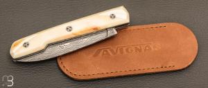 Couteau " Le Capi " par la Coutellerie Savignac - Ivoire de phacochère et lame en damasteel