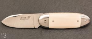    Couteau "  Le Manu " par La Bonne Trempe - Corian blanc et 14c28