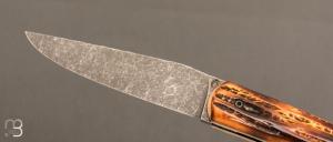   Couteau " Le Passager " de Pierre Thomas - Atelier Odae - Os cerfé et 14c28N