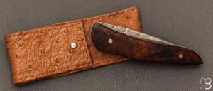  Couteau " Liner-Lock " damas et bois de fer d'Arizona par Alain & Joris Chomilier
