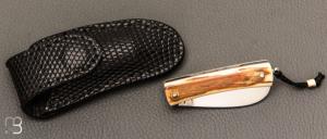    Couteau " Mini Promenade " par Erwan Pincemin - Ivoire de mammouth et lame damas VG10