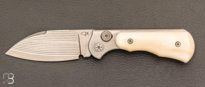 Couteau " Morphalou " par Éric Parmentier - Mammouth et VG10 Suminagashi