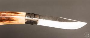 Couteau " Opinel N°09 " custom bois de cerf par Laurent Gaillard