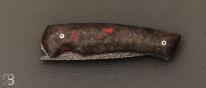 Couteau " Quetsche " Liner-Lock flipper par Louis Contat - Fatcarbon® et lame damas