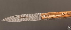 Couteau "Sauveterre" régional pliant - Bois d'Aubrac et lame damas