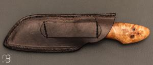    Couteau Semi intégral custom fixe de Israel Nascher  - Loupe de peuplier stabilisée et damas