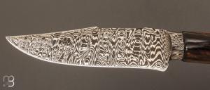 Couteau Semi intégral damas custom fixe de Samuel Lurquin - Cerf Sambar