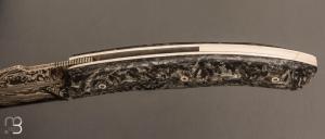   Couteau " Skadi " par Cédric Destombes - Coutellerie Caddarik - Fibre de carbone et damas