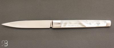 Couteau " Slipjoint " custom de Lionel Lalague - Nacre et lame en RWL34