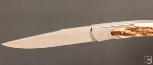    Couteau " Slipjoint " par Manu Benoist - Croûte de mammouth et RWL34