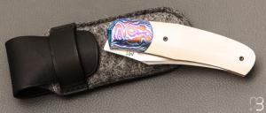  Couteau  " Stan " custom par Maxime Belzunce - Vieux micarta et lame en RWL34