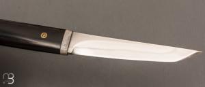 Couteau " Tanto "  de Jean Paul Sire - Ebène et lame forgée acier C130