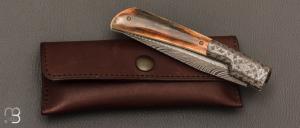  Couteau " Vendetta " de Philippe Ricard - Ivoire de mammouth et lame damas plume