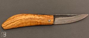   Couteau " XIII " par Martin CLAUDEL - Olivier et sandwich acier ancien et vieux fer feuilleté