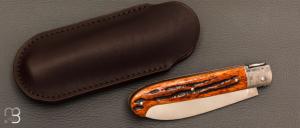  Couteau  "  Yssingeaux " par David Brenière - Os cerfé / damas et lame RWL-34