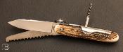 Couteau de poche Navette 13,5 cm Bois de cerf 3 pices par J. Mongin