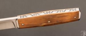   Couteau " galet de poche " pliant par Bastien Toubhans - Atelier Beau Merle - Mammouth et RWL34