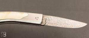   Couteau " custom " lock back par Christian Penot - ivoire de phacochère et lame damas