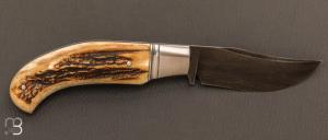    Couteau  "  slipjoint  " par Honoré Vilain - bois de Cerf sambar et lame en damas wootz