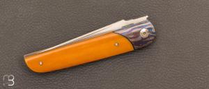 Couteau  "  Light " pliant liner-lock par Thierry Chevron - Micarta et lame en RWL34