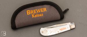    Couteau " Backpocket " de Craig Brewer - Nacre blanche et or