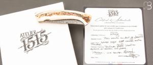  Couteau 1515 collection "Africa" par Manu Laplace - Dent de Phacochère et lame damas