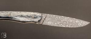  Couteau " 1820 damas " - 200 ans Maison Berthier - Os de girafe et Damasteel
