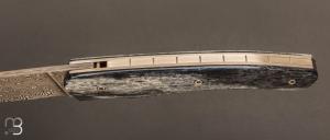  Couteau " 1820 damas " - 200 ans Maison Berthier - Os de girafe et Damasteel