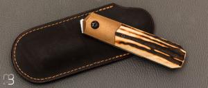   Couteau " Barlow " custom par Romain Lopez - Bois de cerf et RWL34